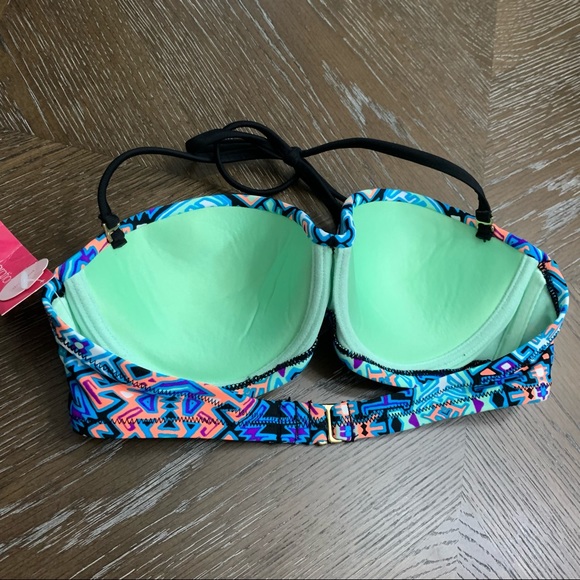 Xhilaration blue/turquoise Aztec print bikini top - Picture 5 of 6